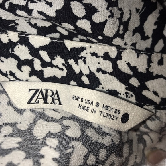 Zara V Neck Short Shirt Dress Ruffle black white - Picture 5 of 6